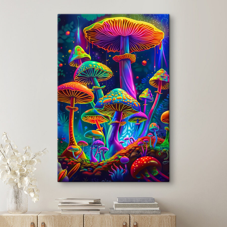 A colorful mushrooms in a forest A colorful mushrooms in a forest