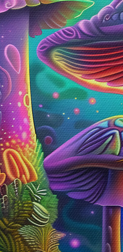 A group of colorful mushrooms A group of colorful mushrooms