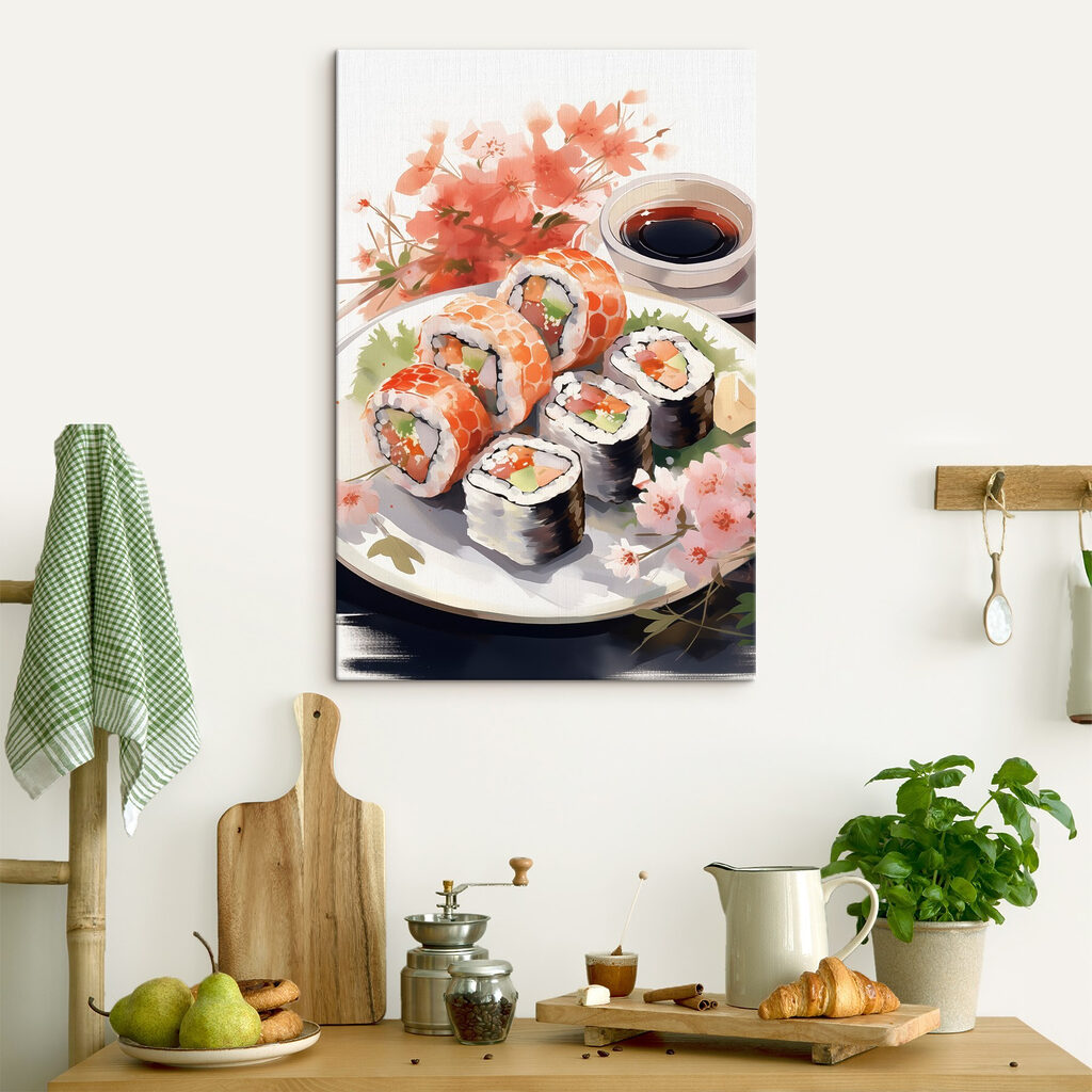 Plate of sushi and sauce