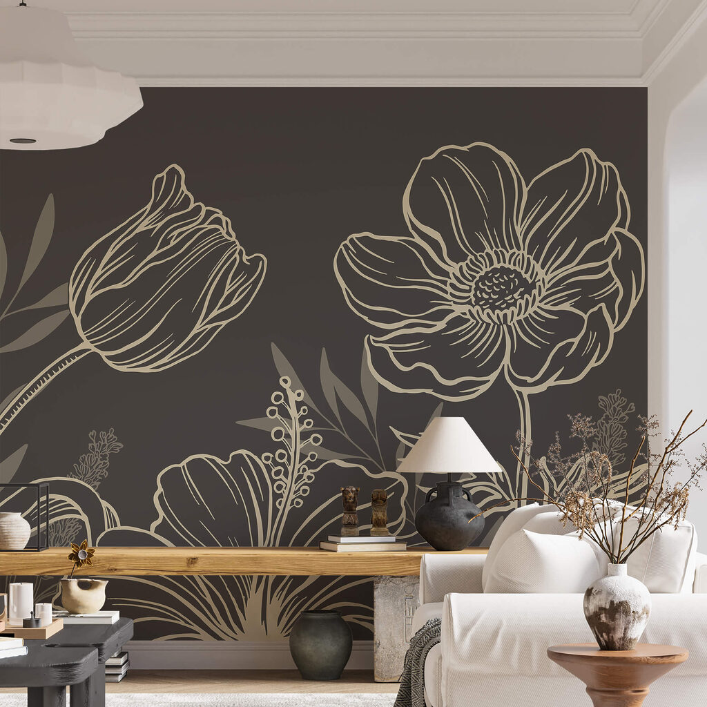 Ніжний квітковий лінійний дизайн