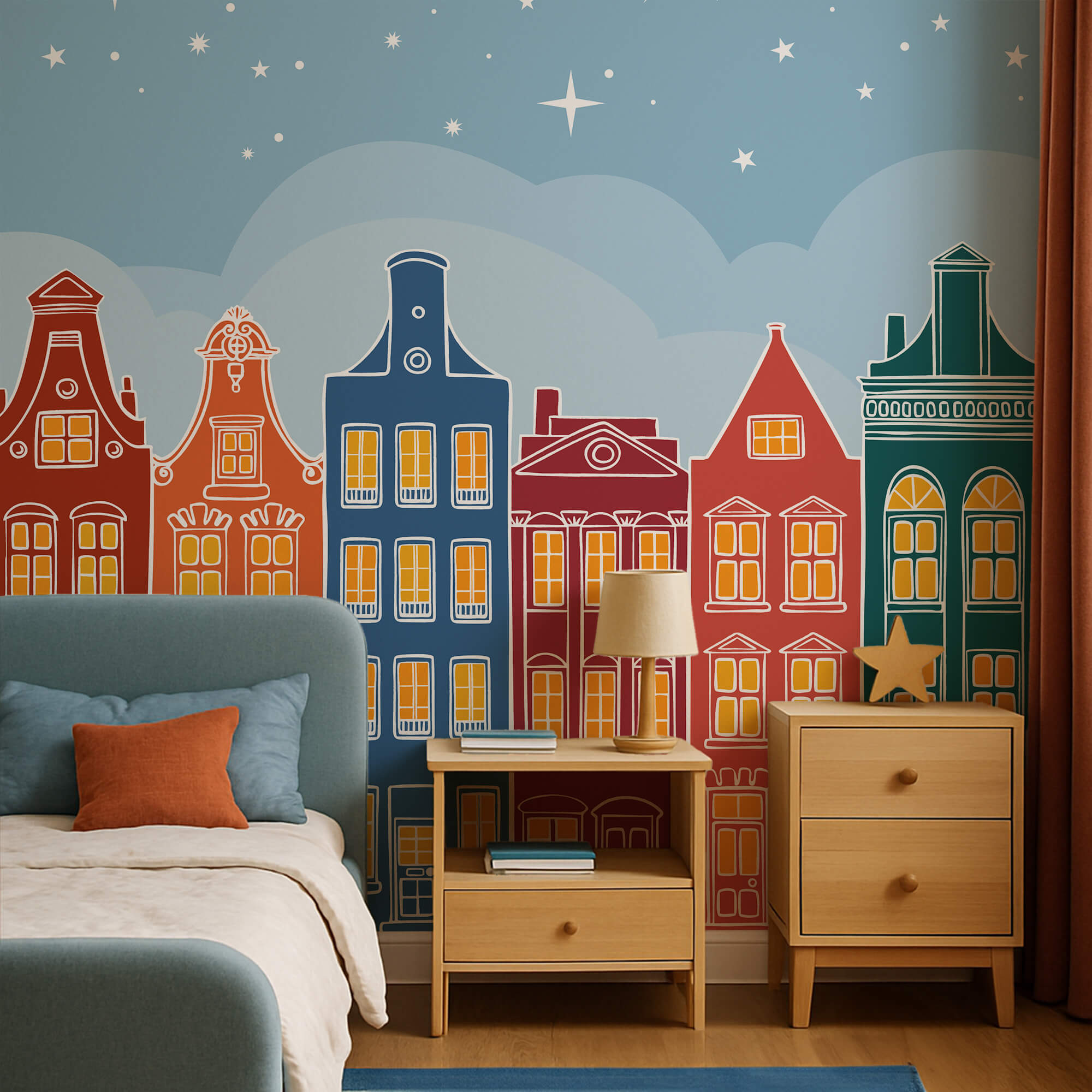 Ряд різнокольорових будівель Ряд різнокольорових будівель