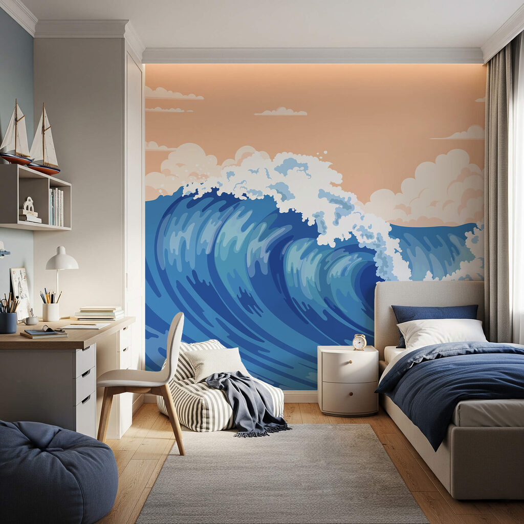 Велика хвиля з пінистими хвилями