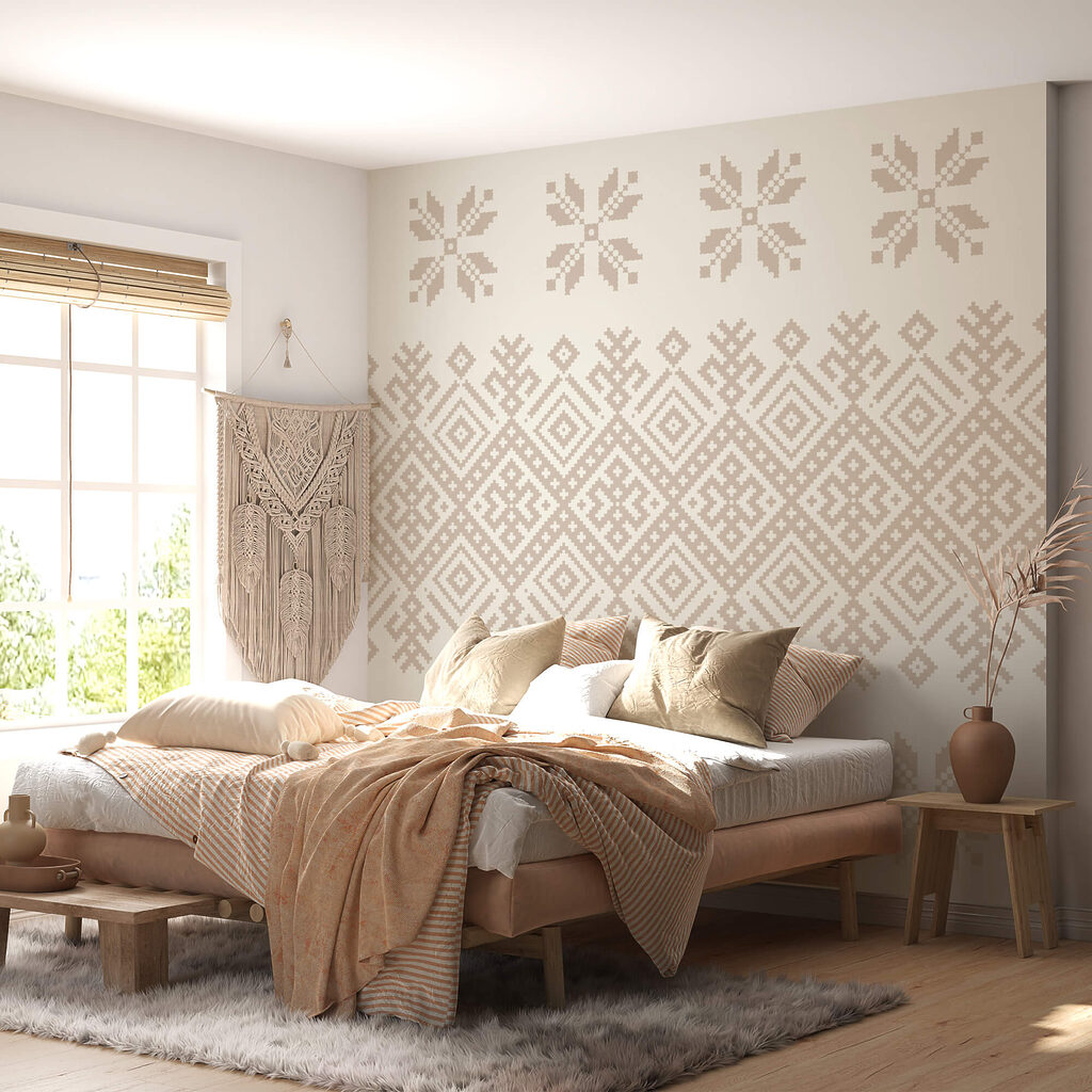 Візерунок з геометричних фігур і квітів Візерунок з геометричних фігур і квітів