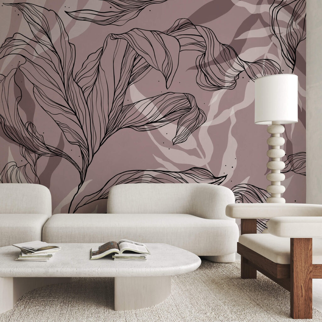 Малюнок листя на рожевому тлі