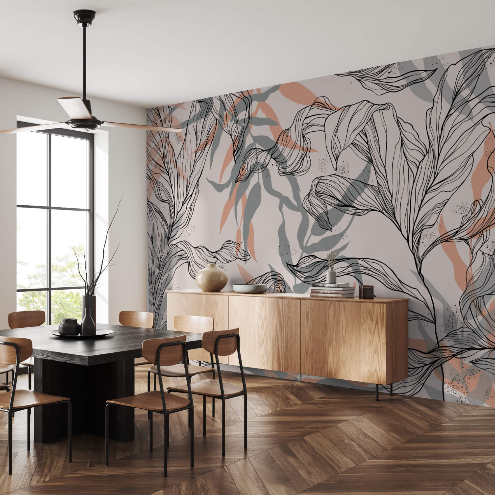 Візерунок листя та гілок