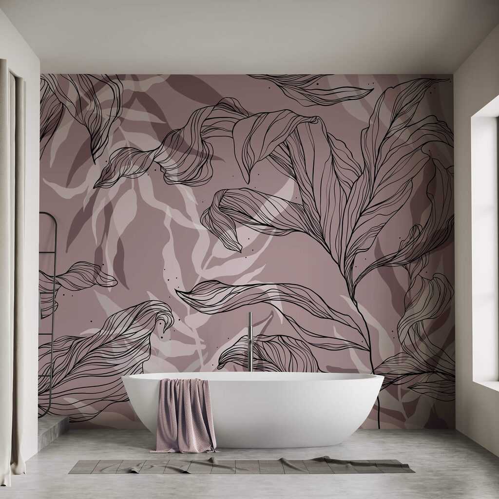 Малюнок листя на рожевому тлі