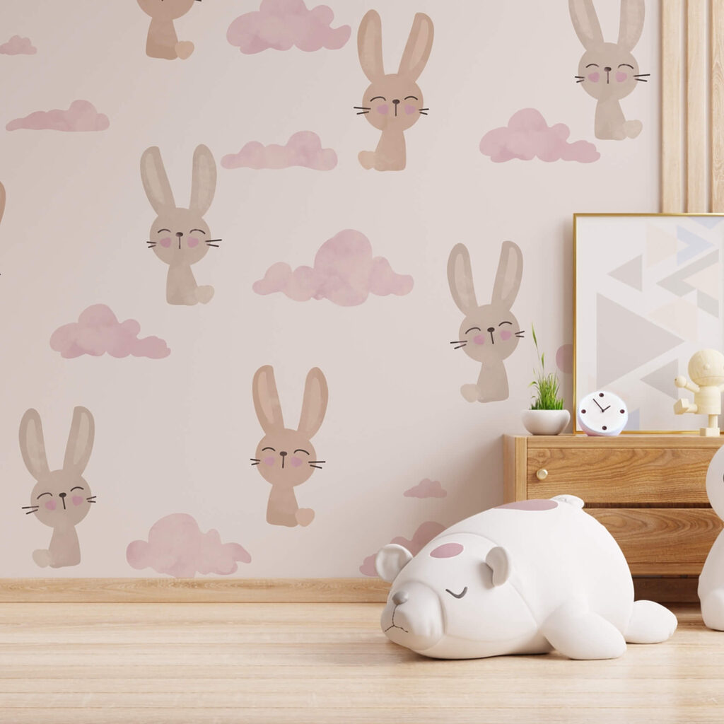 Візерунок кроликів і хмаринок