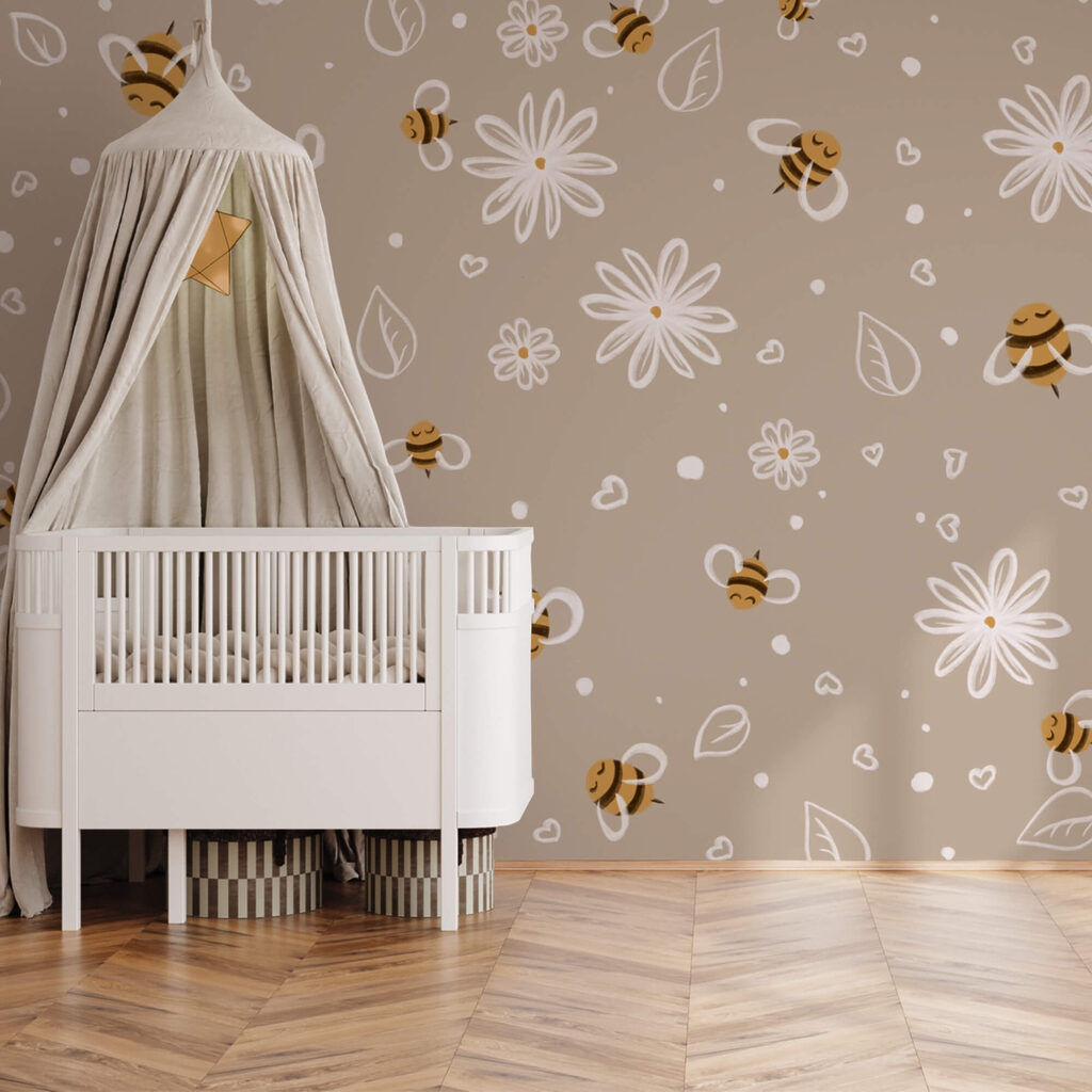 Візерунок бджіл і квітів