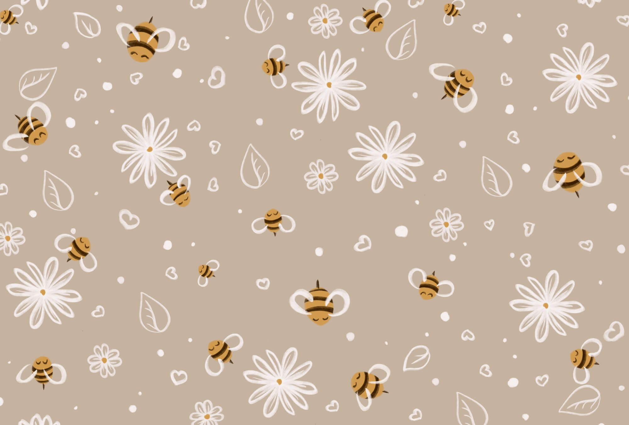 Pattern of bees and flowers