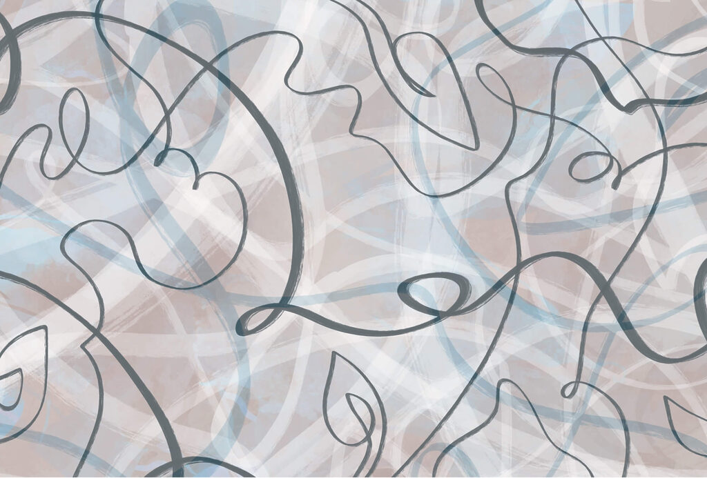Flowing lines and soft hues blend