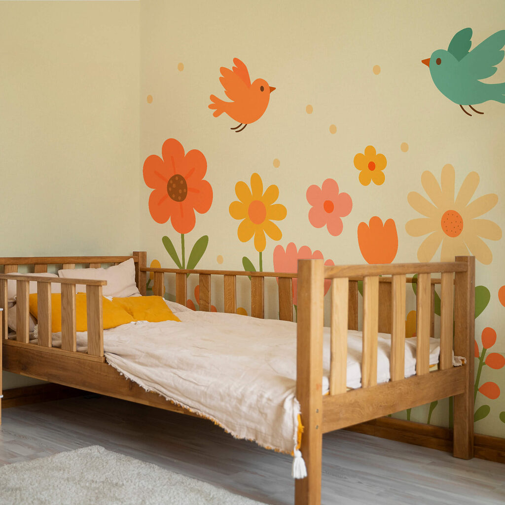 Птахи літають над квітами