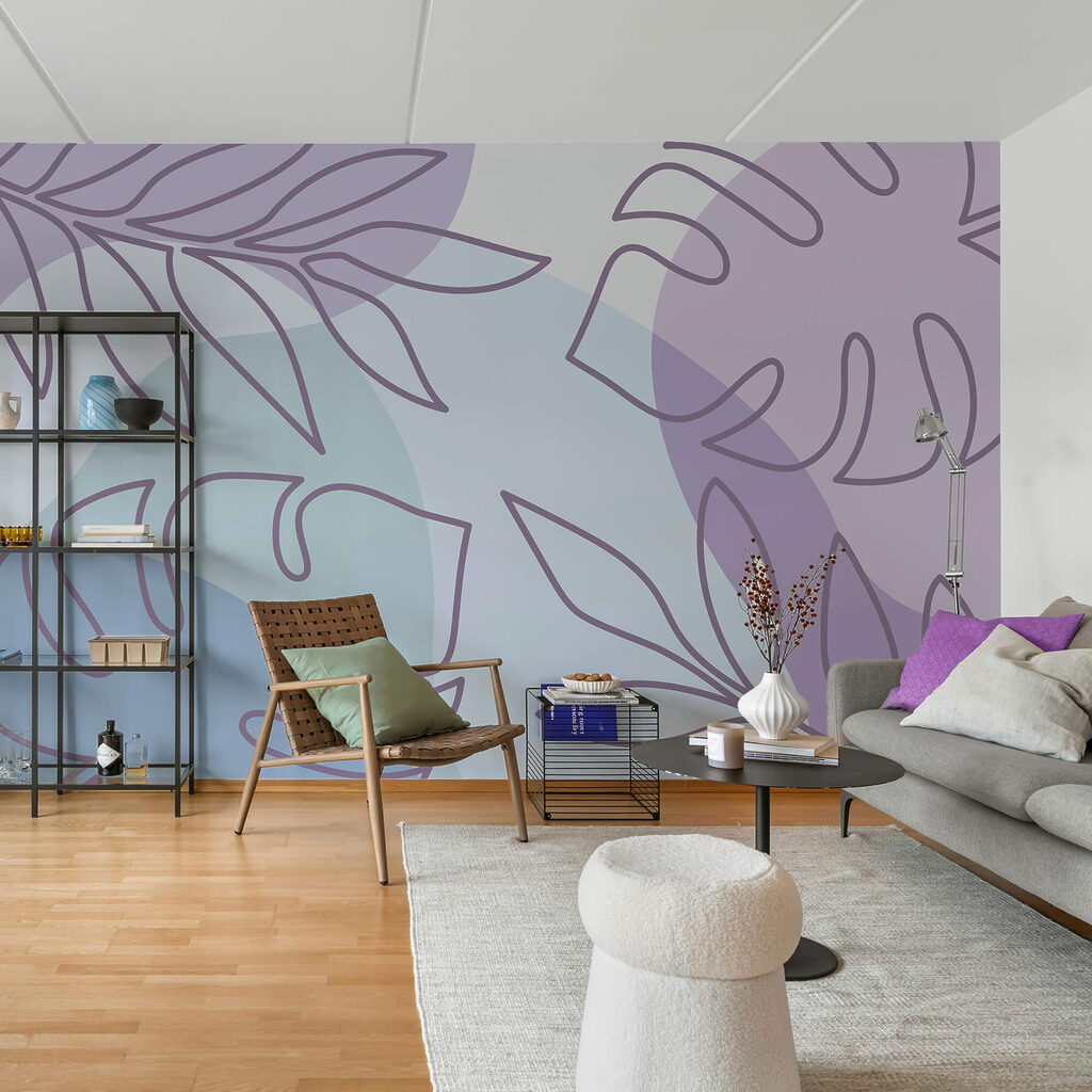 Фіолетово-білий візерунок з листям