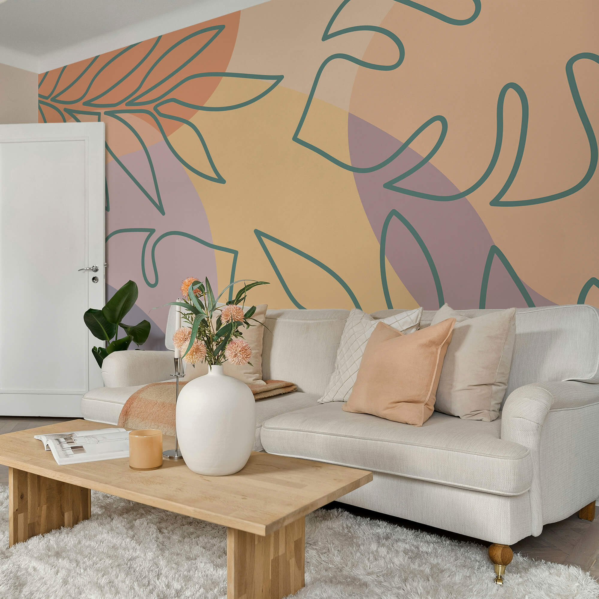 Візерунок листя на кольоровому тлі Візерунок листя на кольоровому тлі