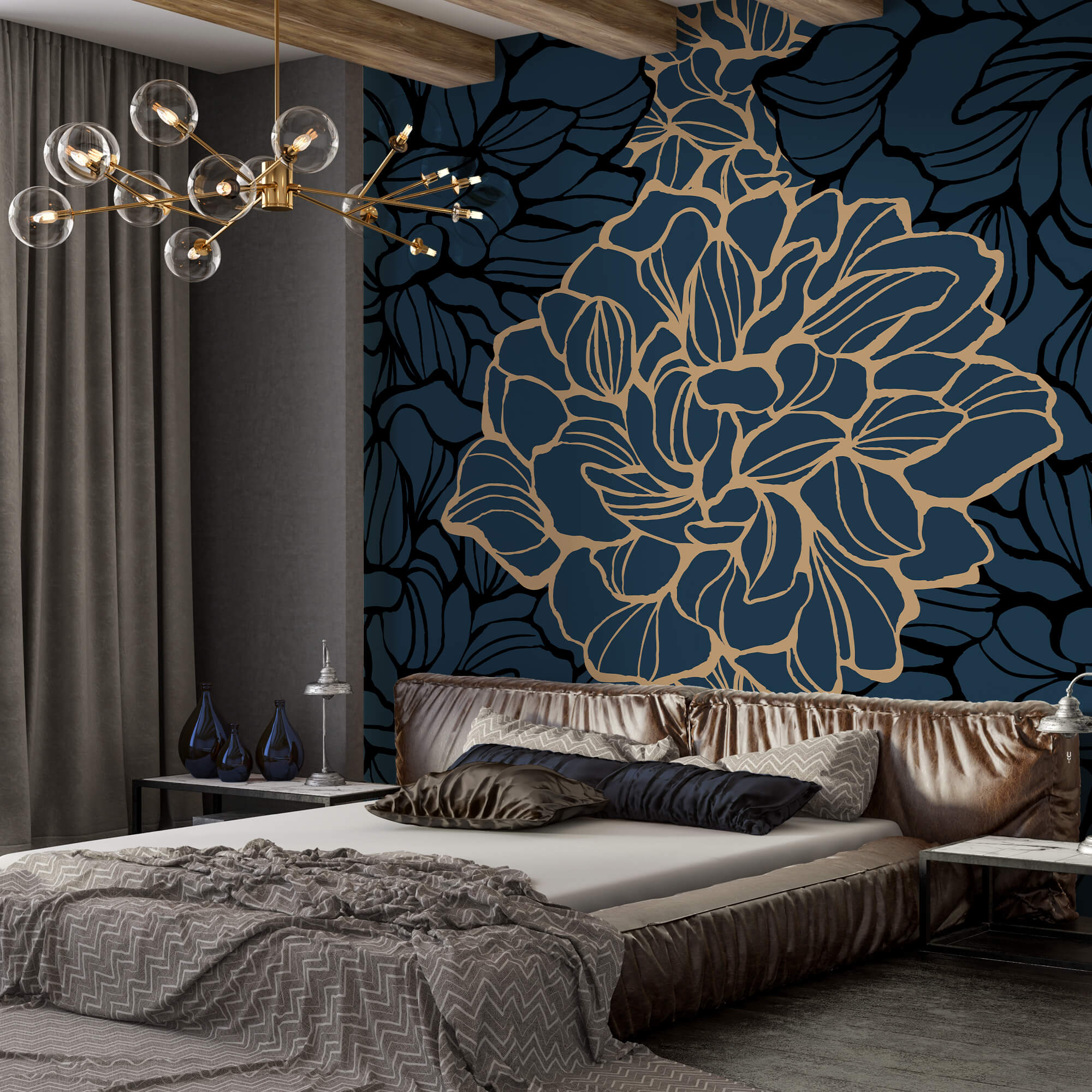 Сміливий квітковий дизайн на темному тлі