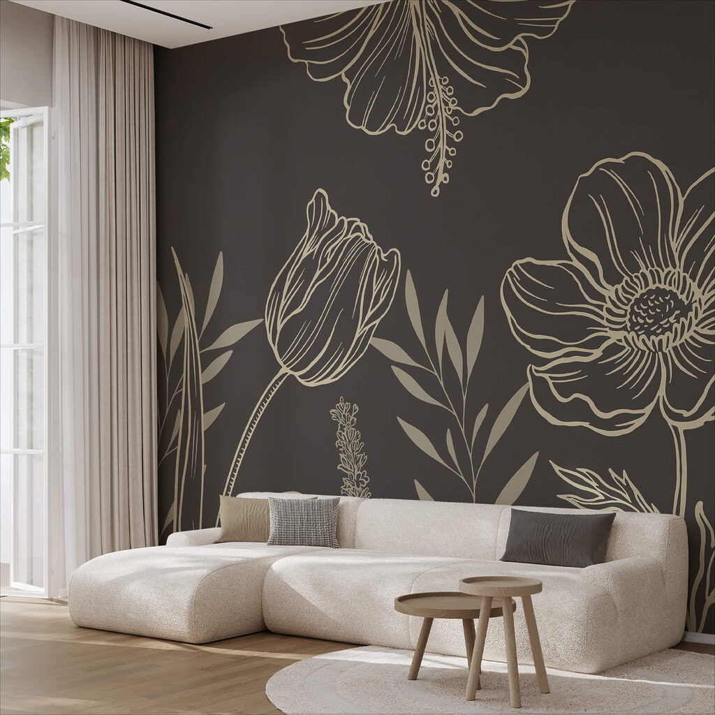 Ніжний квітковий лінійний дизайн