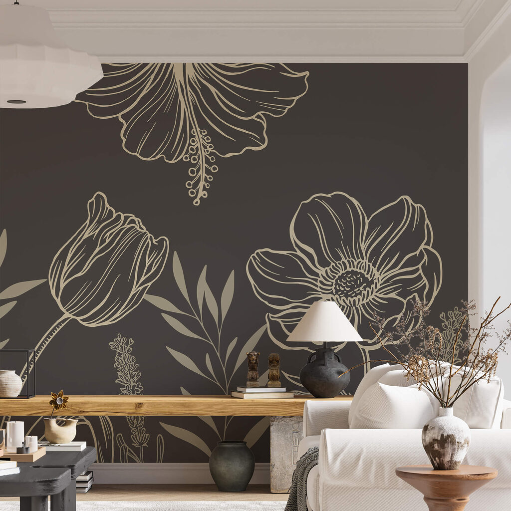 Ніжний квітковий лінійний дизайн