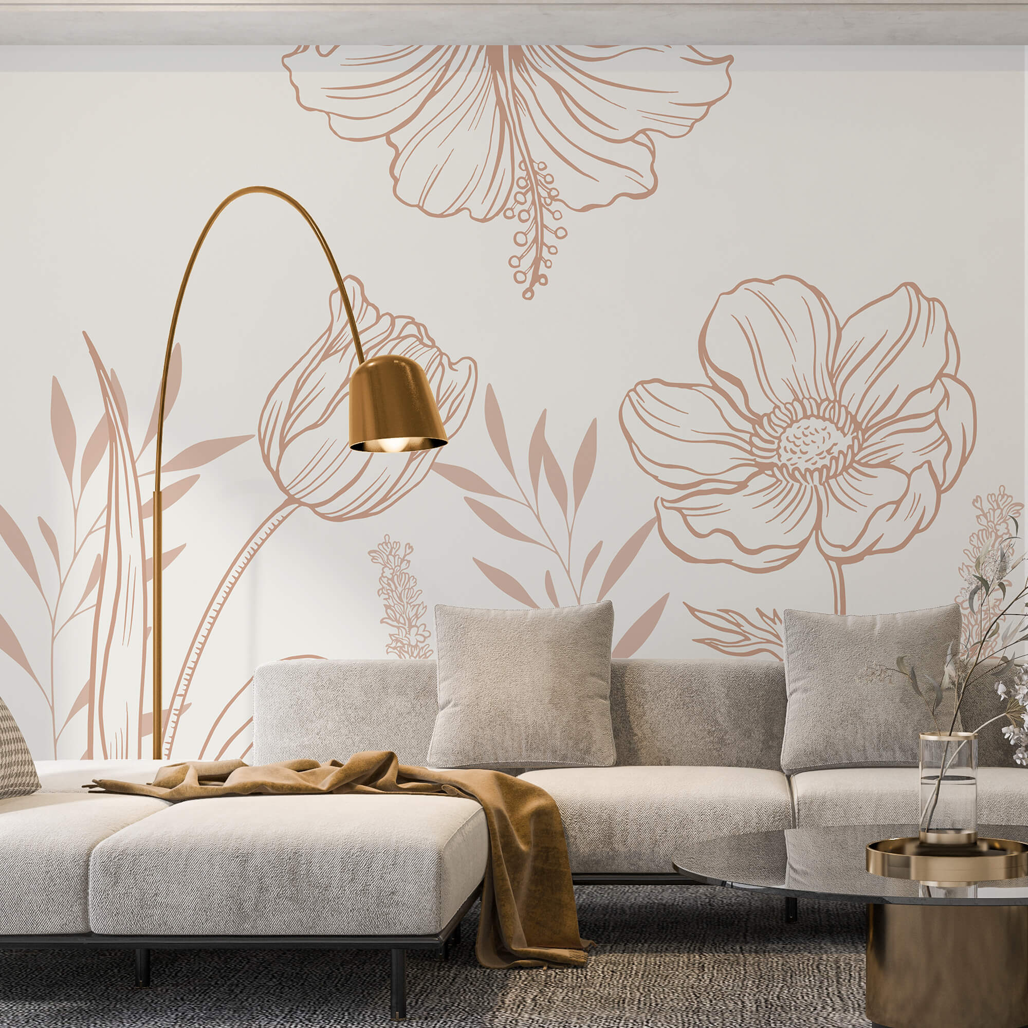 Ніжний квітковий лайн-арт дизайн