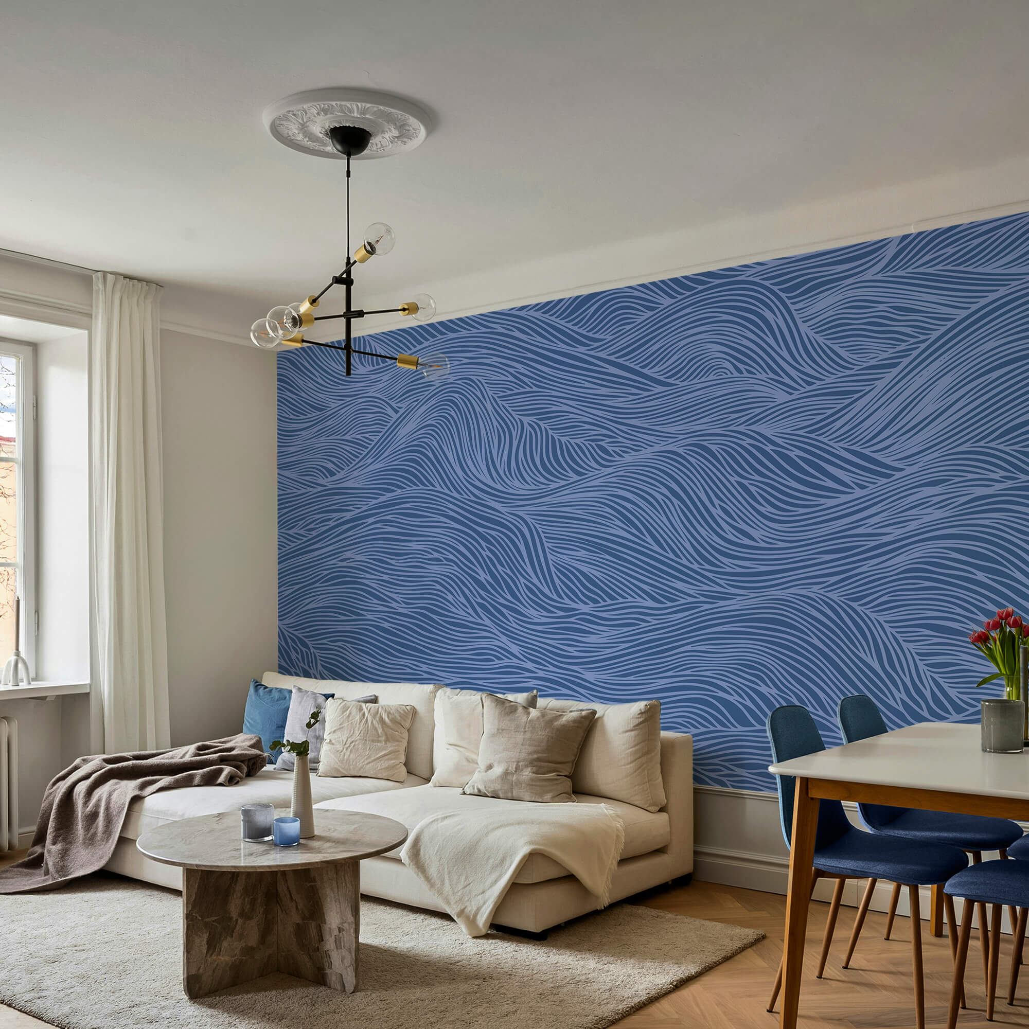 Синьо-білий хвилястий візерунок Синьо-білий хвилястий візерунок