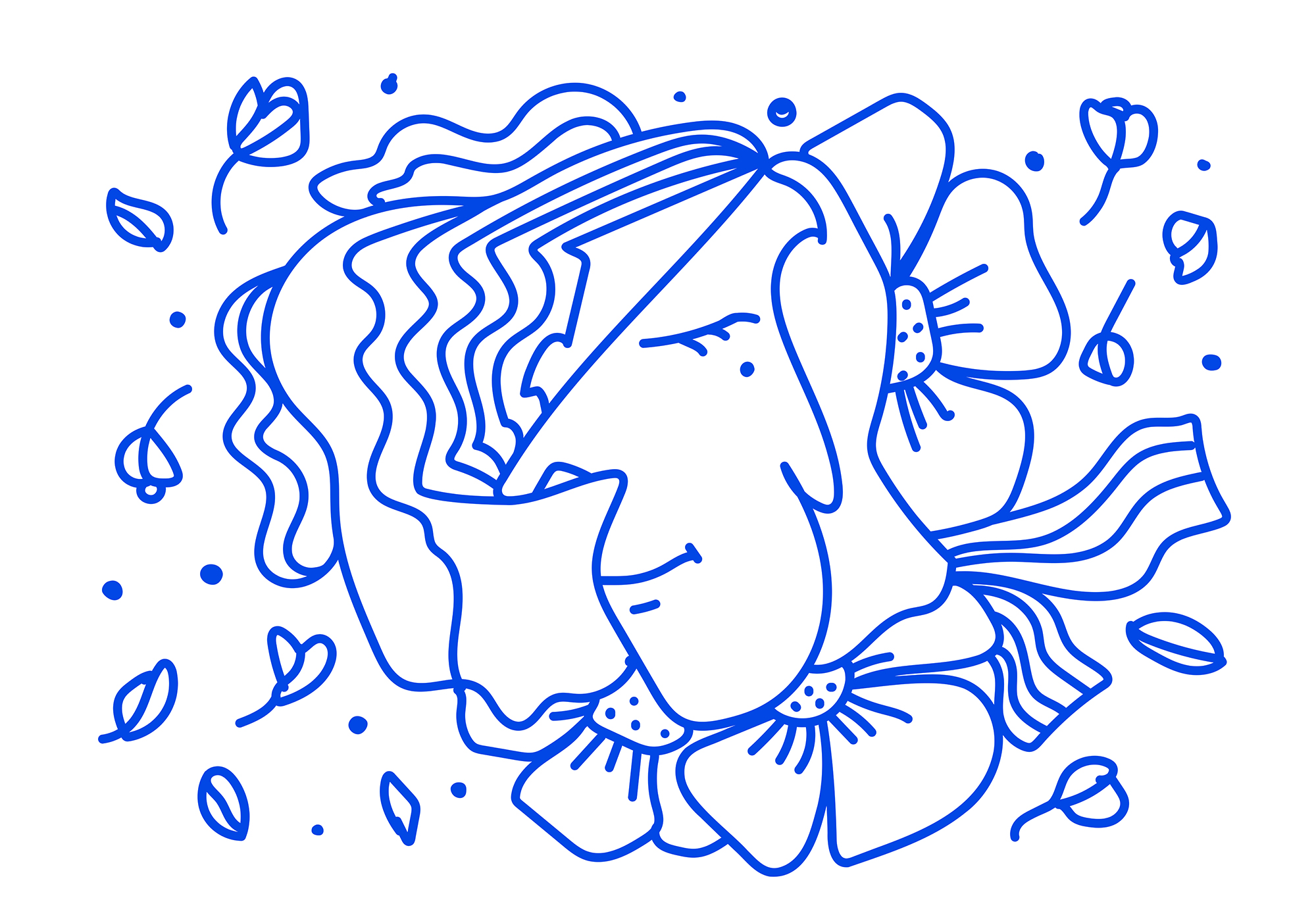 Drawing of a woman with flowers Drawing of a woman with flowers