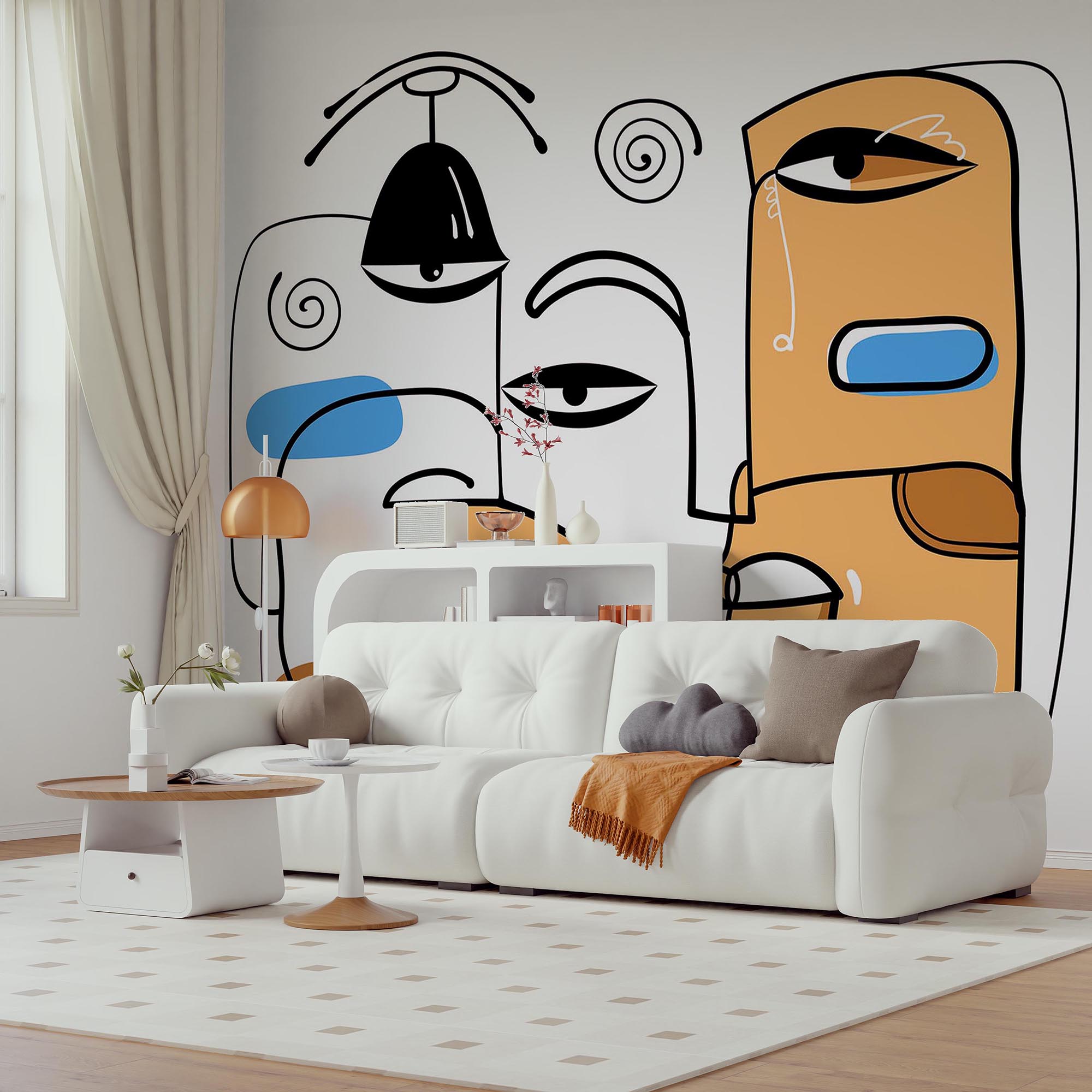 Група облич, намальованих на білому тлі