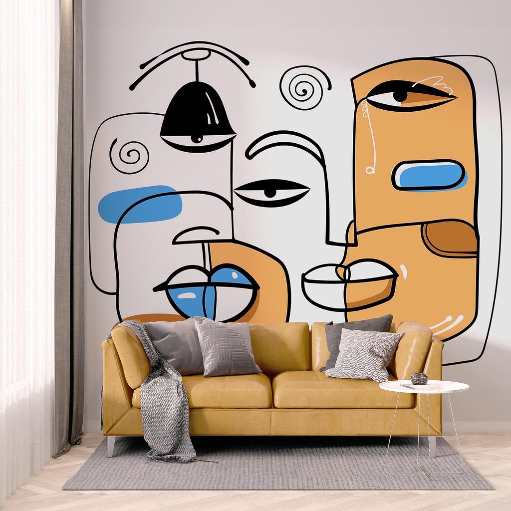 Група облич, намальованих на білому тлі