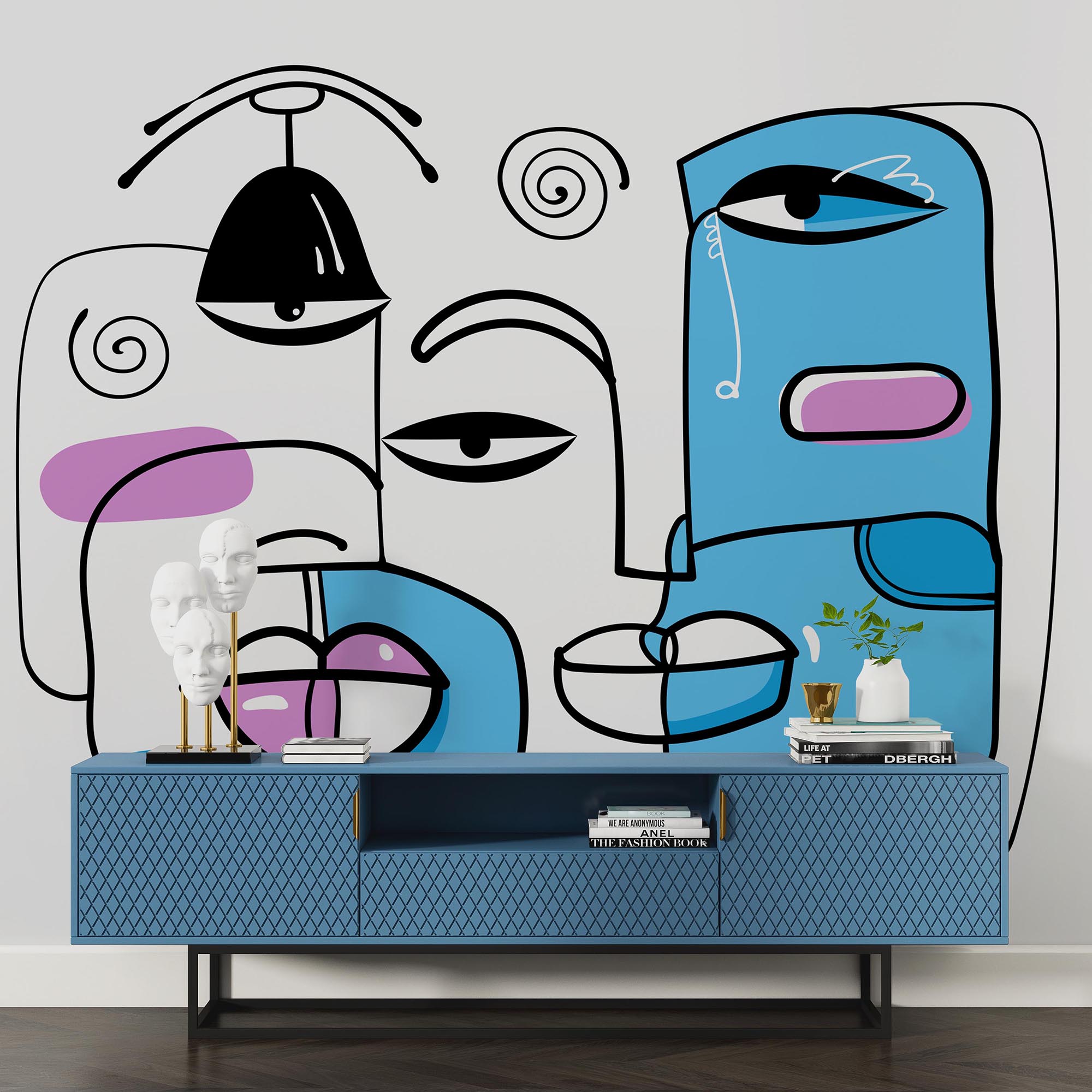 Група облич, намальованих на білому тлі