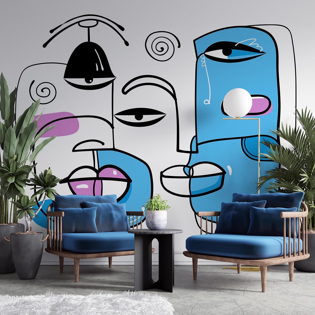 Група облич, намальованих на білому тлі