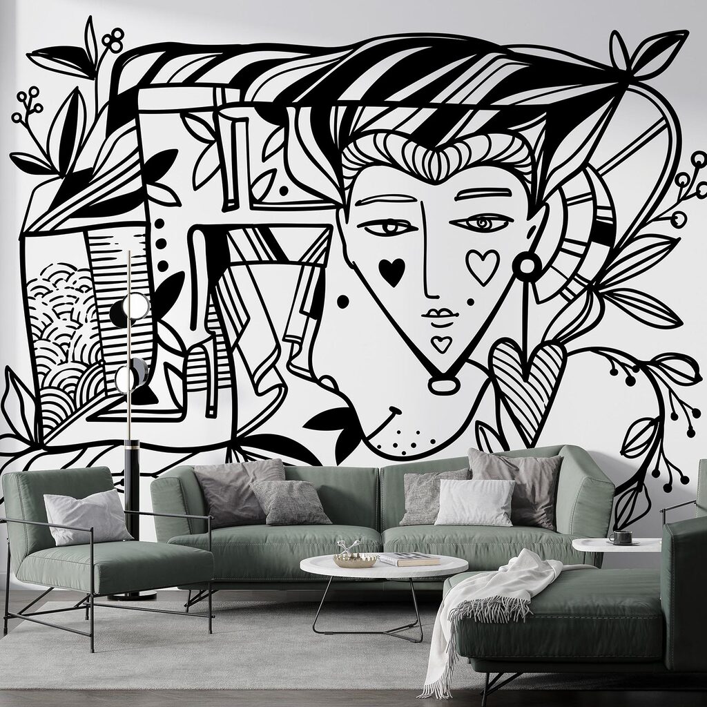 Чорно-білий малюнок обличчя людини