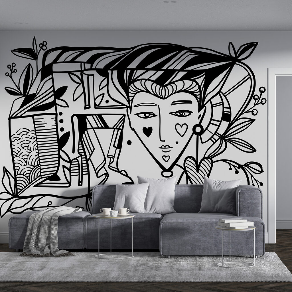 Чорно-білий малюнок обличчя людини