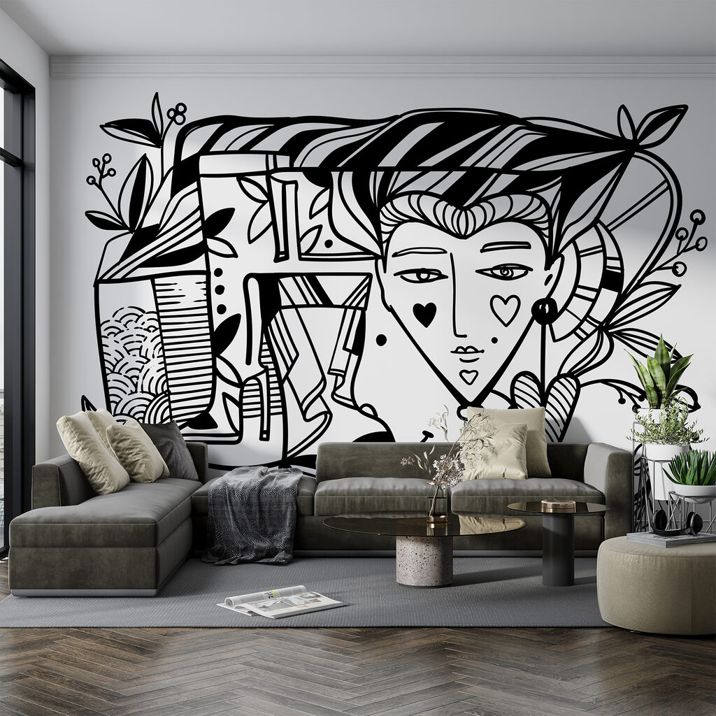 Чорно-білий малюнок обличчя людини