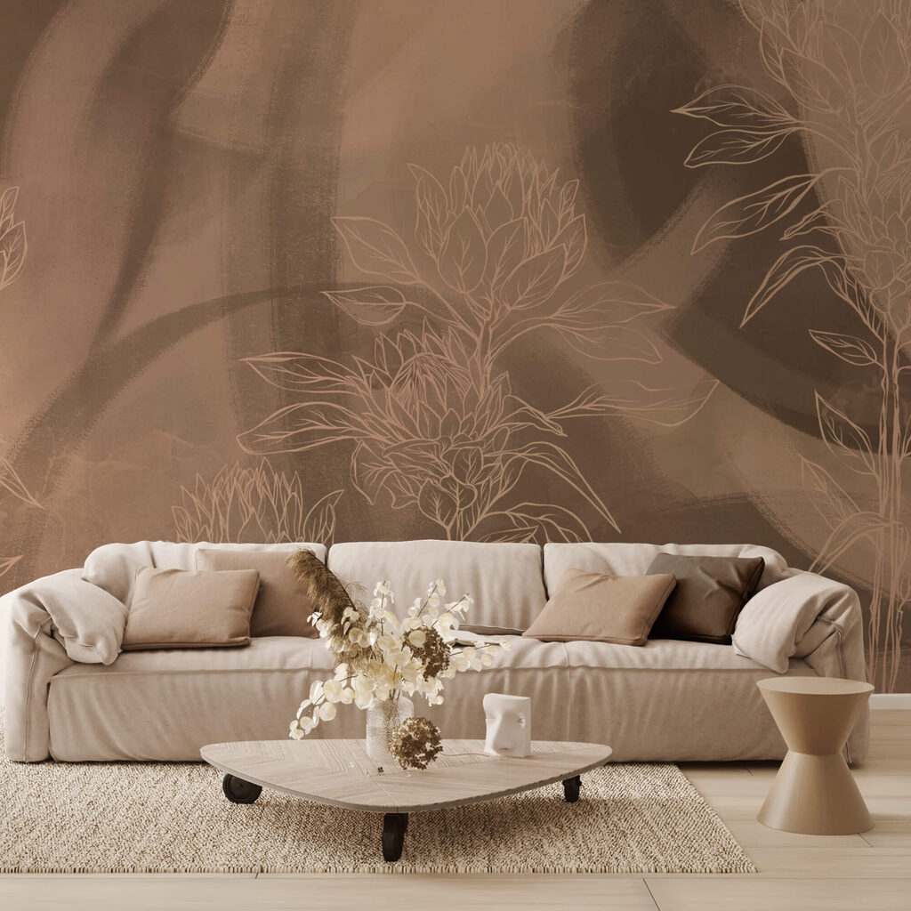 Квіткові контури на теплому тлі