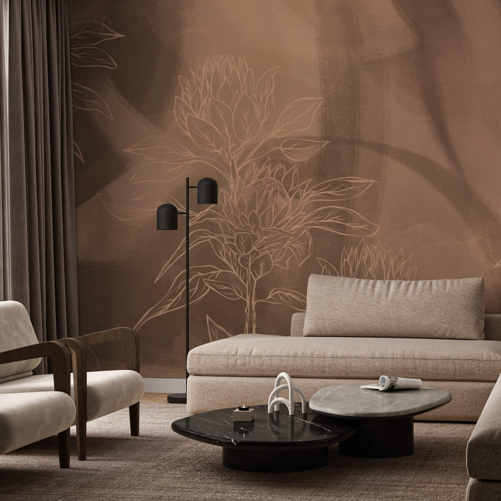 Квіткові контури на теплому тлі