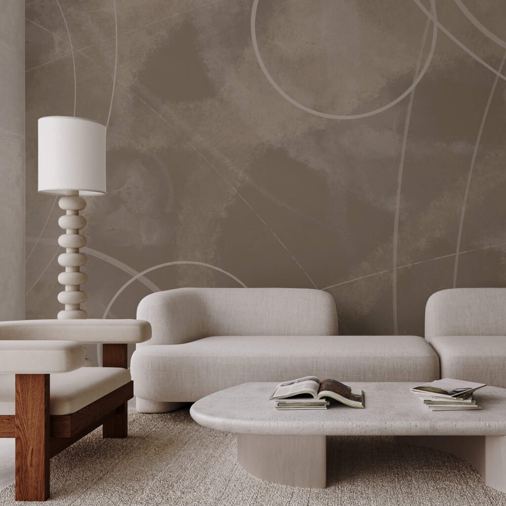 Коричневий фон з білими лініями та колами