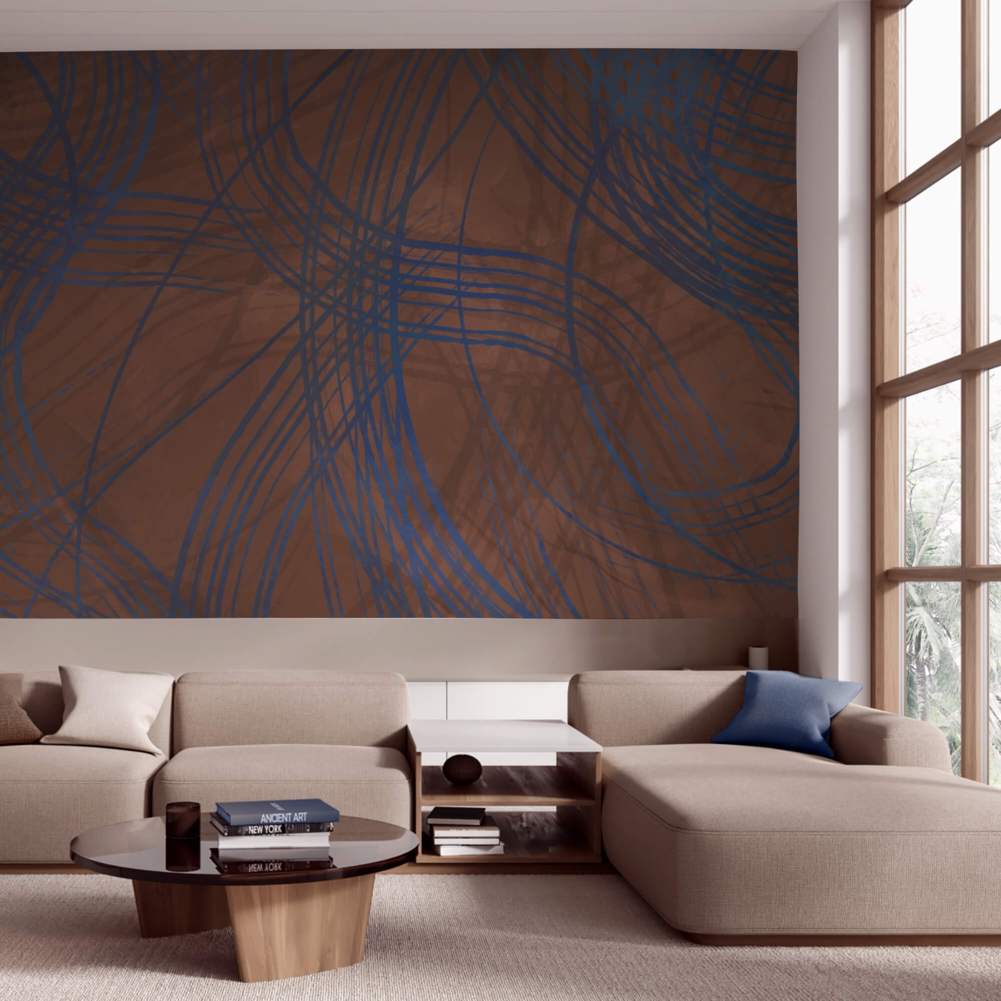 Коричневий і синій фон з лініями