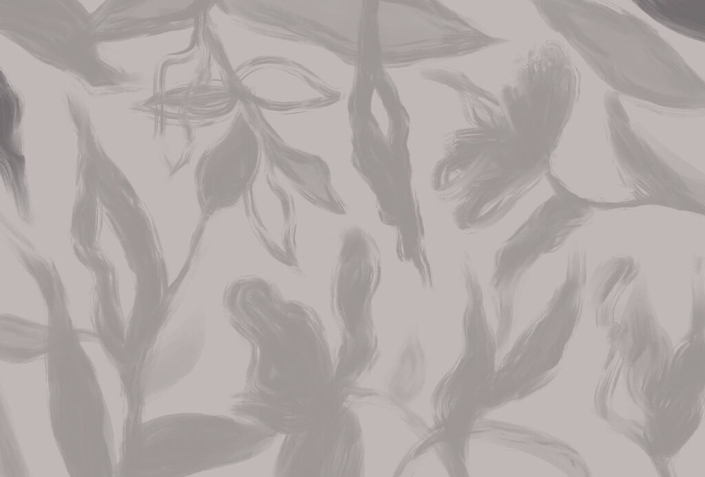 Grey and white background with flowers