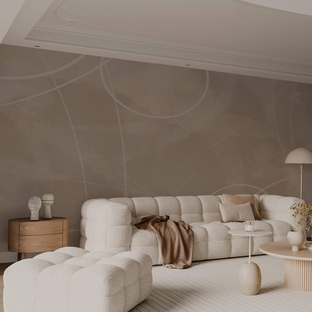 Коричневий фон з білими лініями та колами