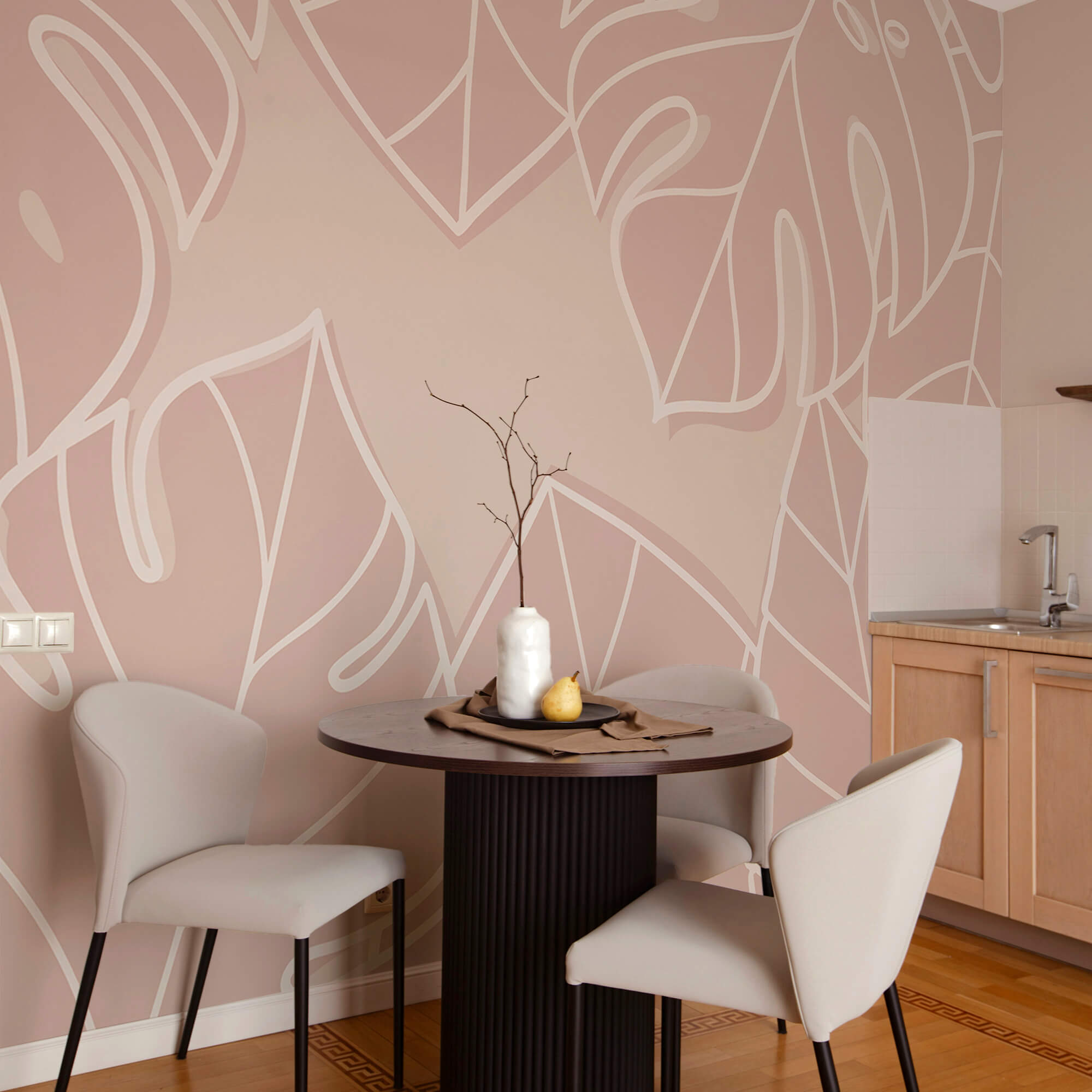 Рожево-білий візерунок листя Рожево-білий візерунок листя