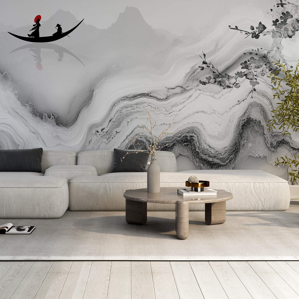 Картина із зображенням жінки на човні