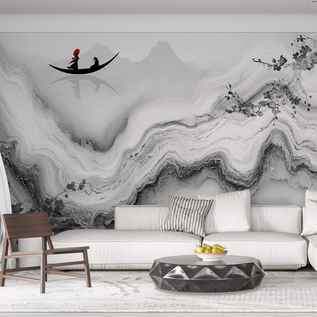 Картина із зображенням жінки на човні