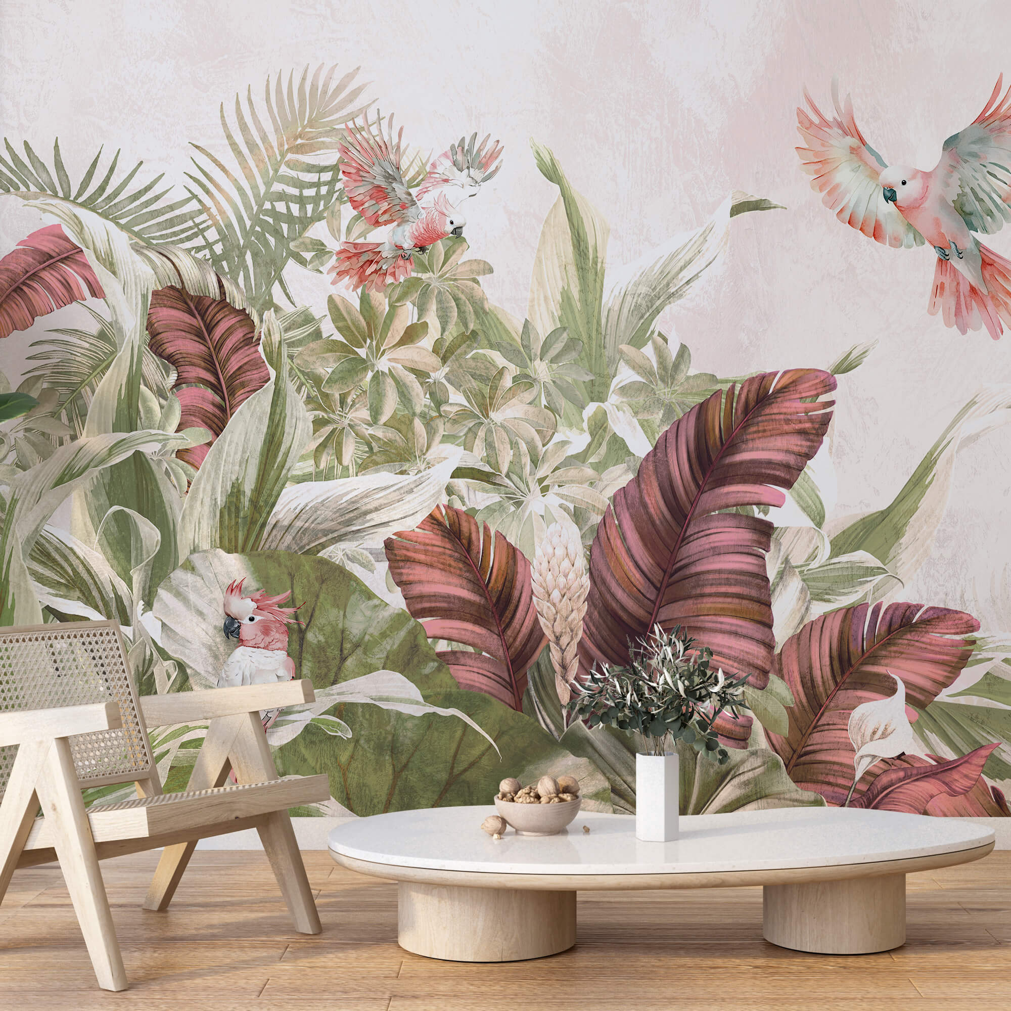 Малюнок птахів, що летять над рослиною