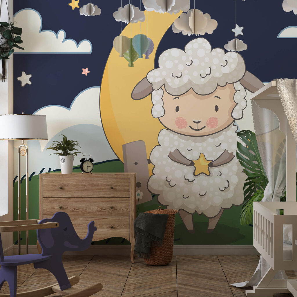 Карикатура на вівцю, яка тримає зірку Карикатура на вівцю, яка тримає зірку