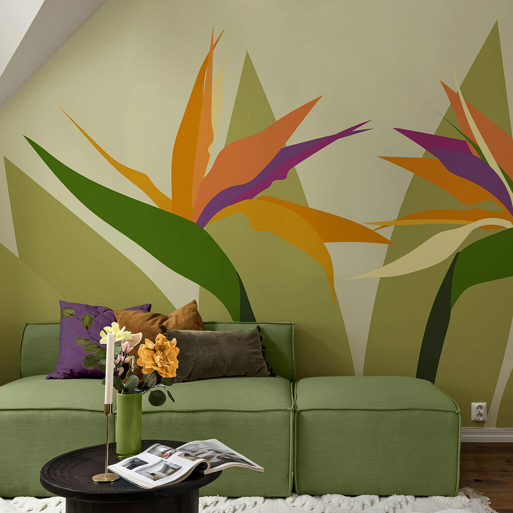 Барвисті квіти на зелених стеблах