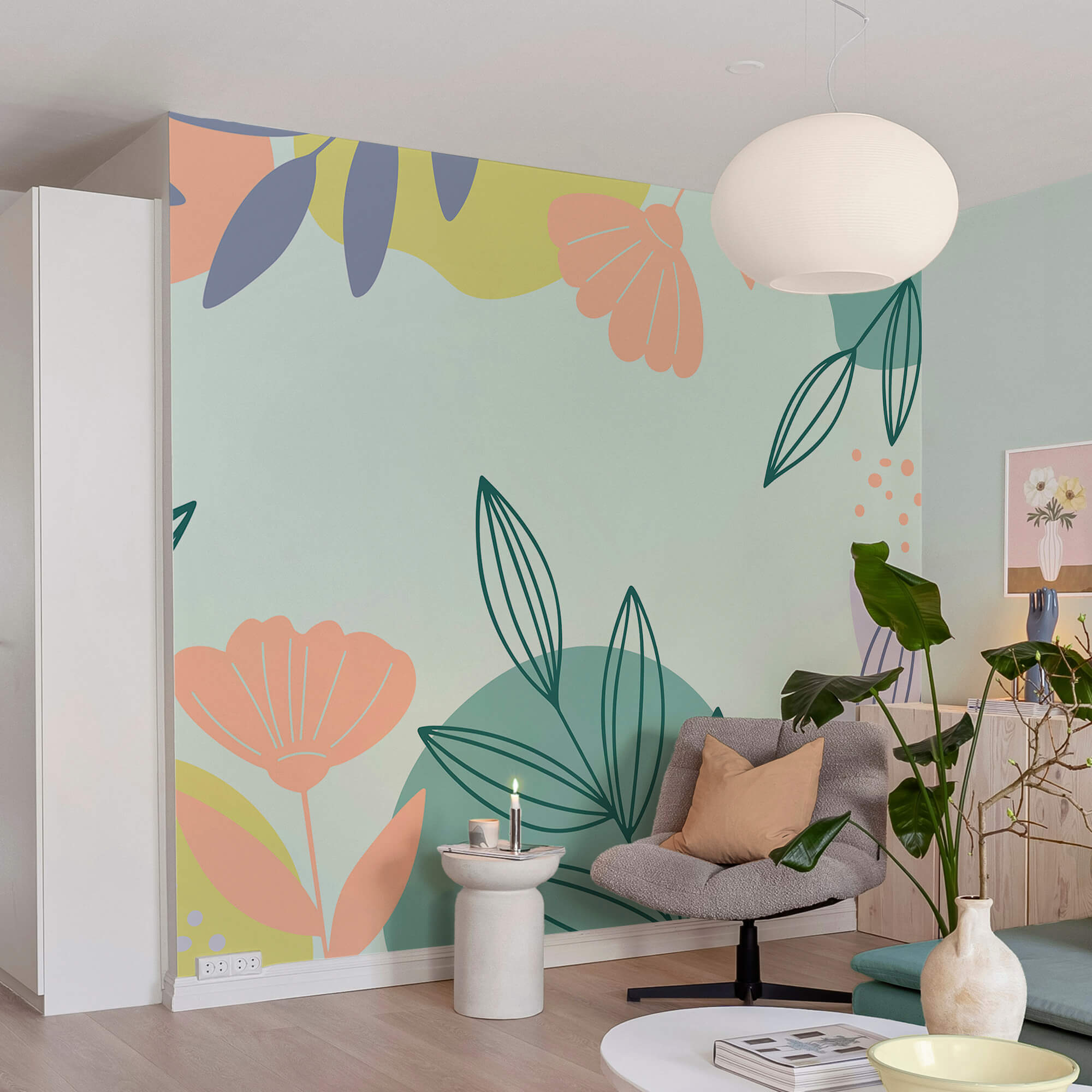 Барвистий квітковий візерунок з листям