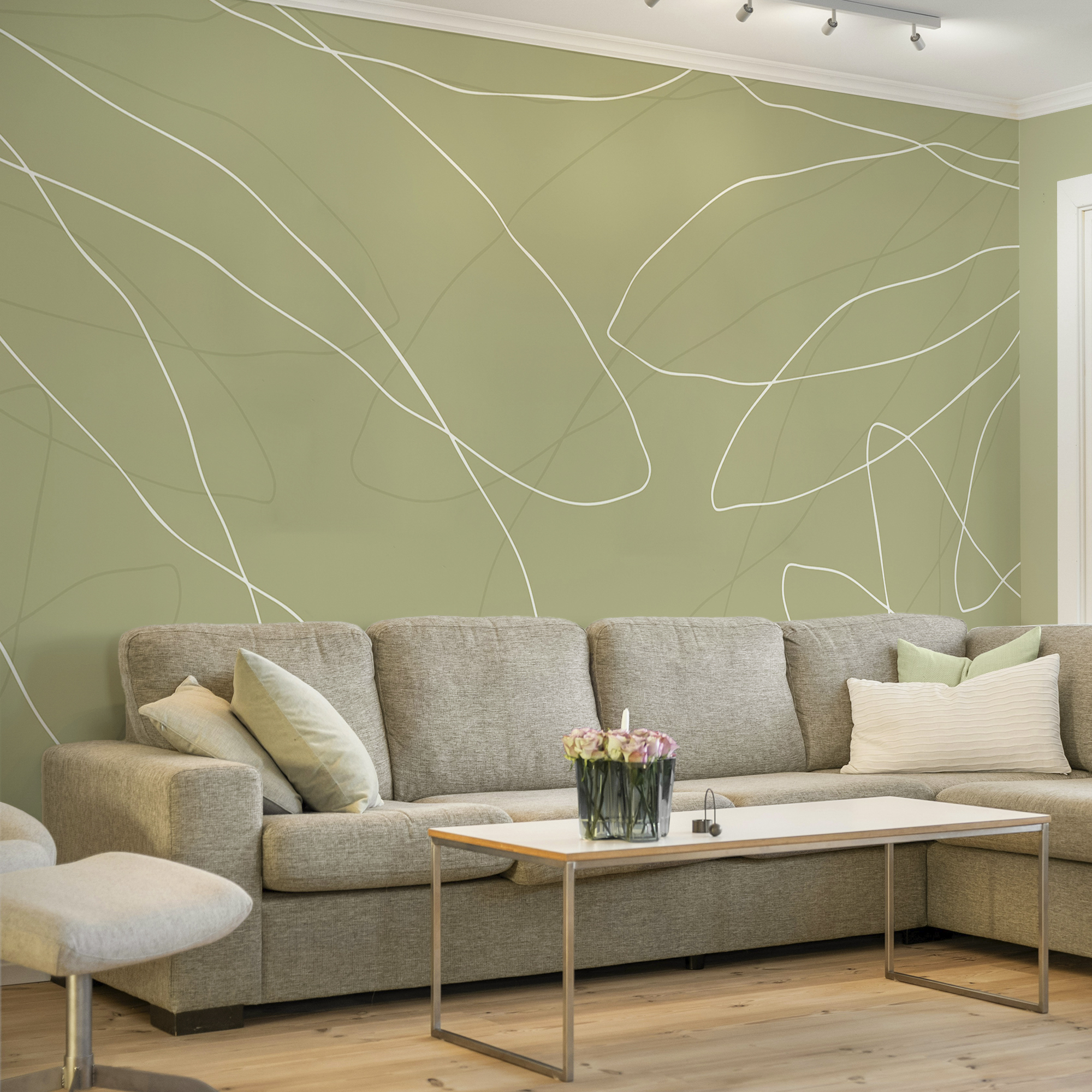 Зелений фон з білими лініями