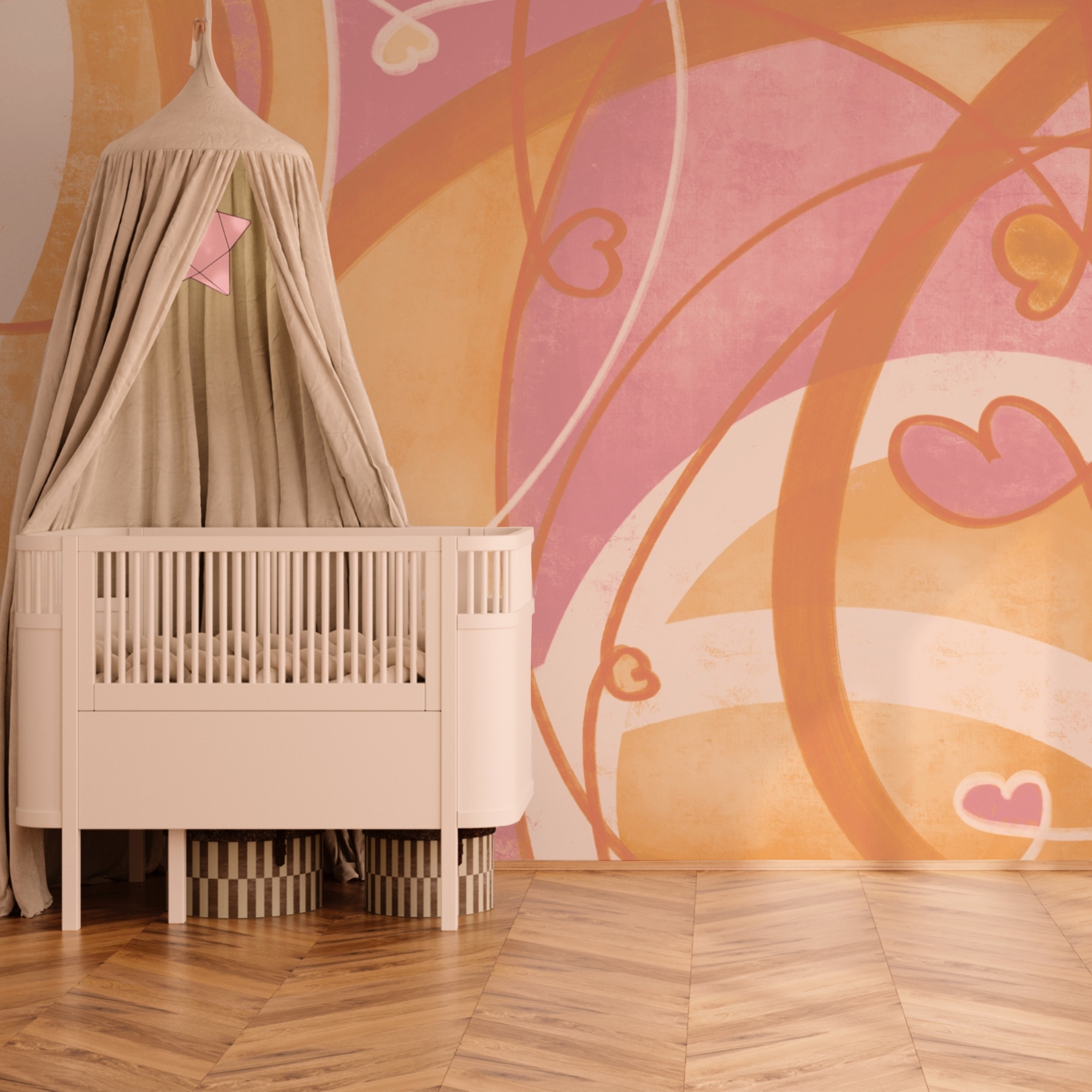 Рожеві та помаранчеві вихори і серця