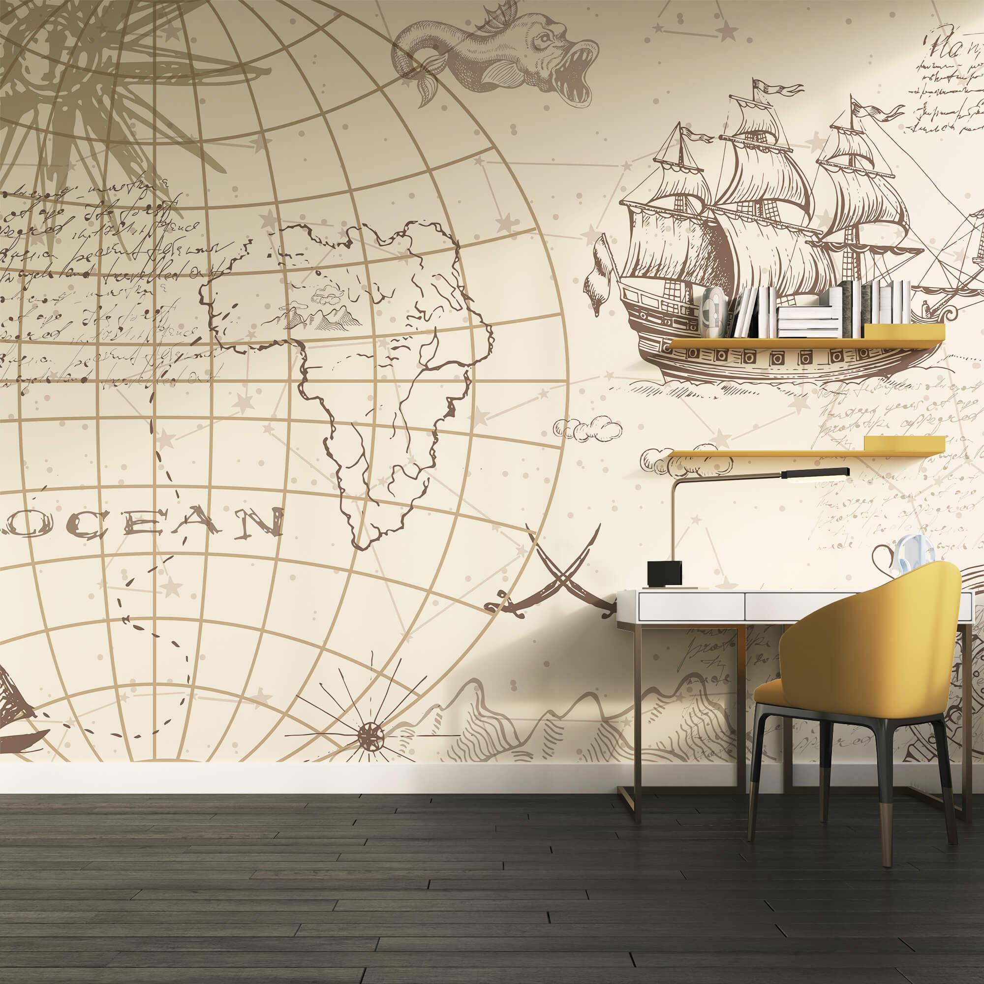 Карта світу та корабель