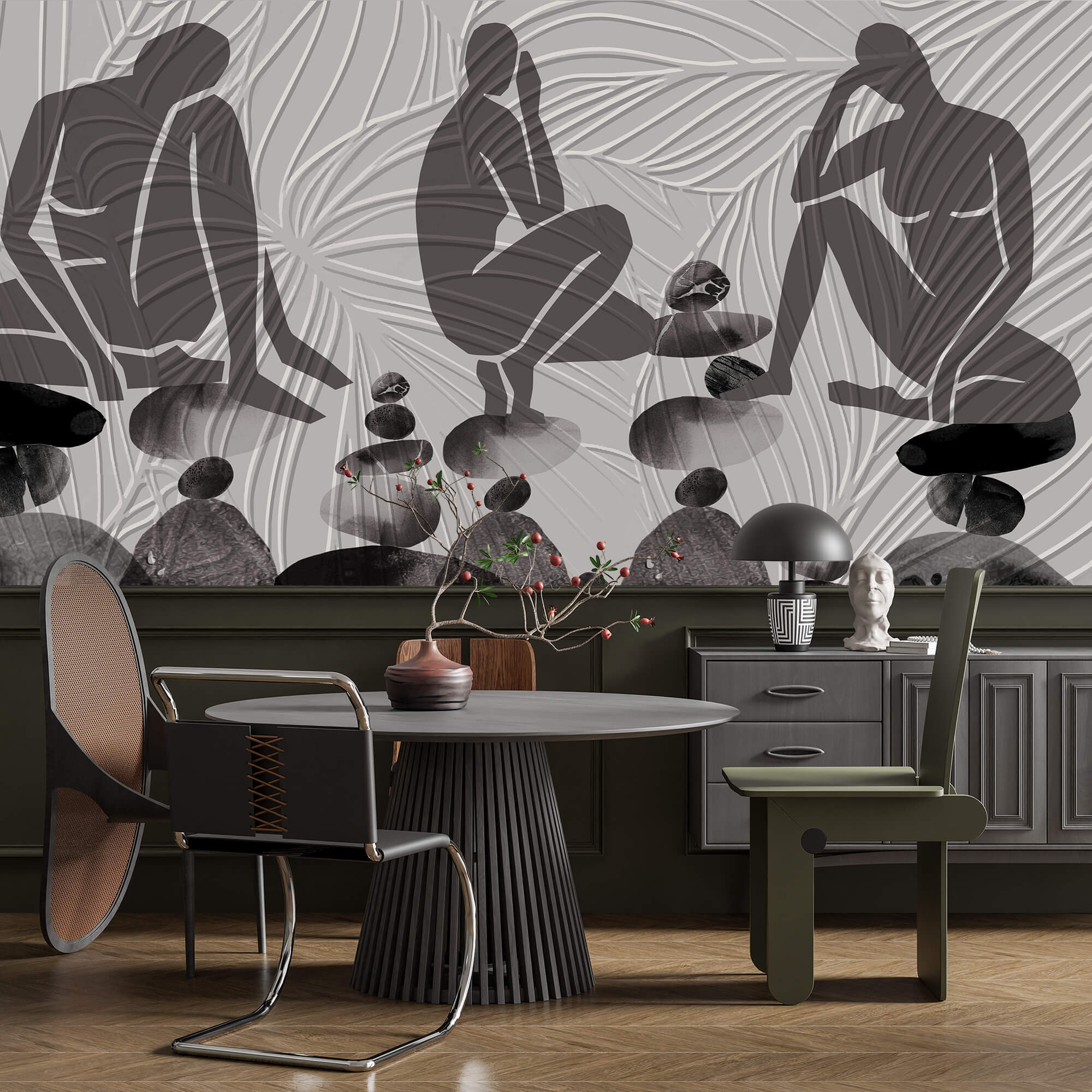 Група людей сидить на камінні Група людей сидить на камінні