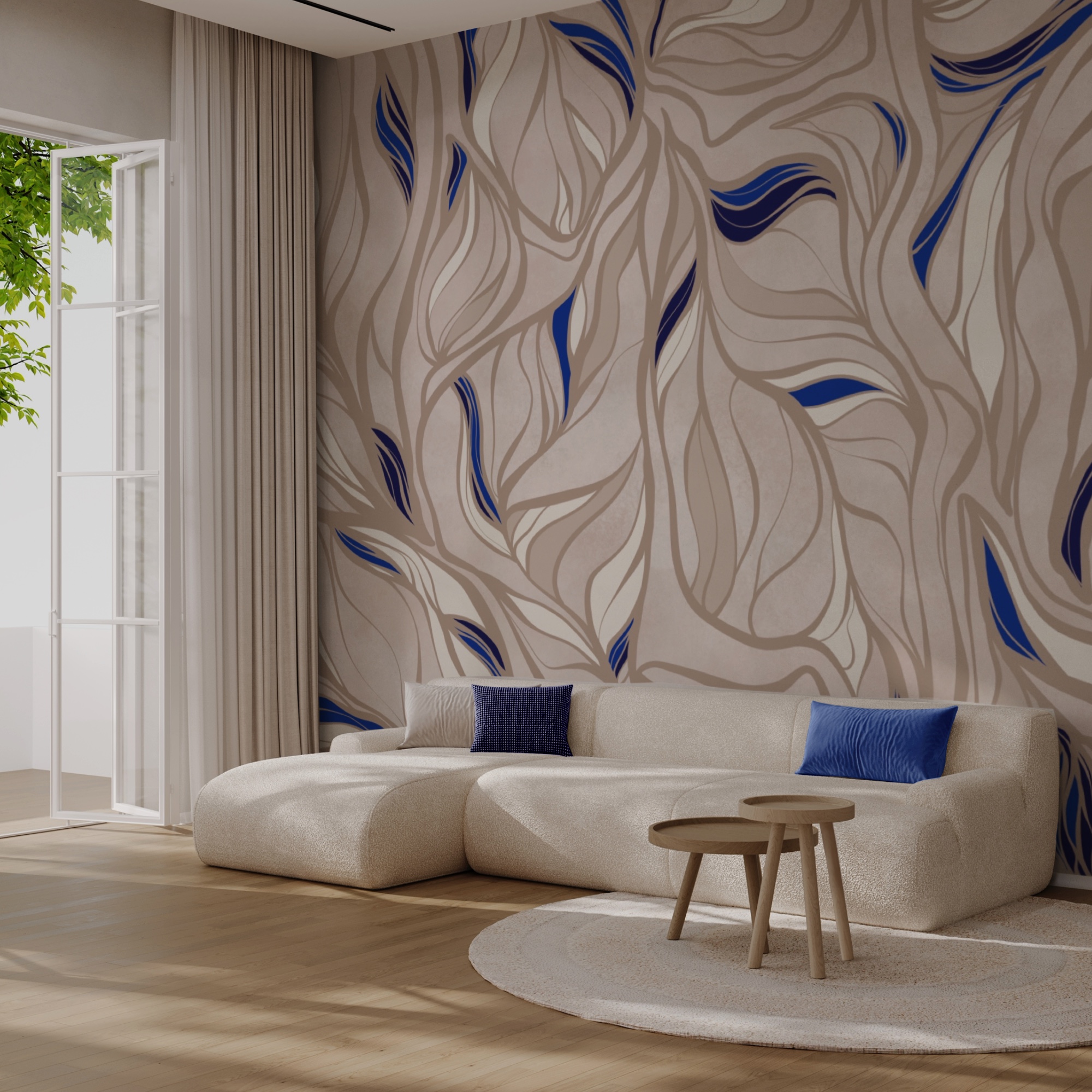 Візерунок синіх і коричневих ліній