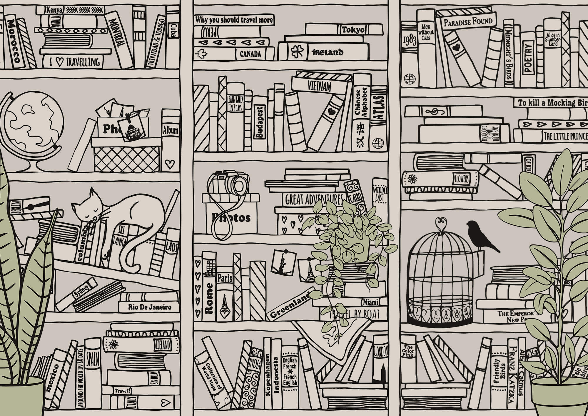 Wallpaper with books on shelves Wallpaper with books on shelves