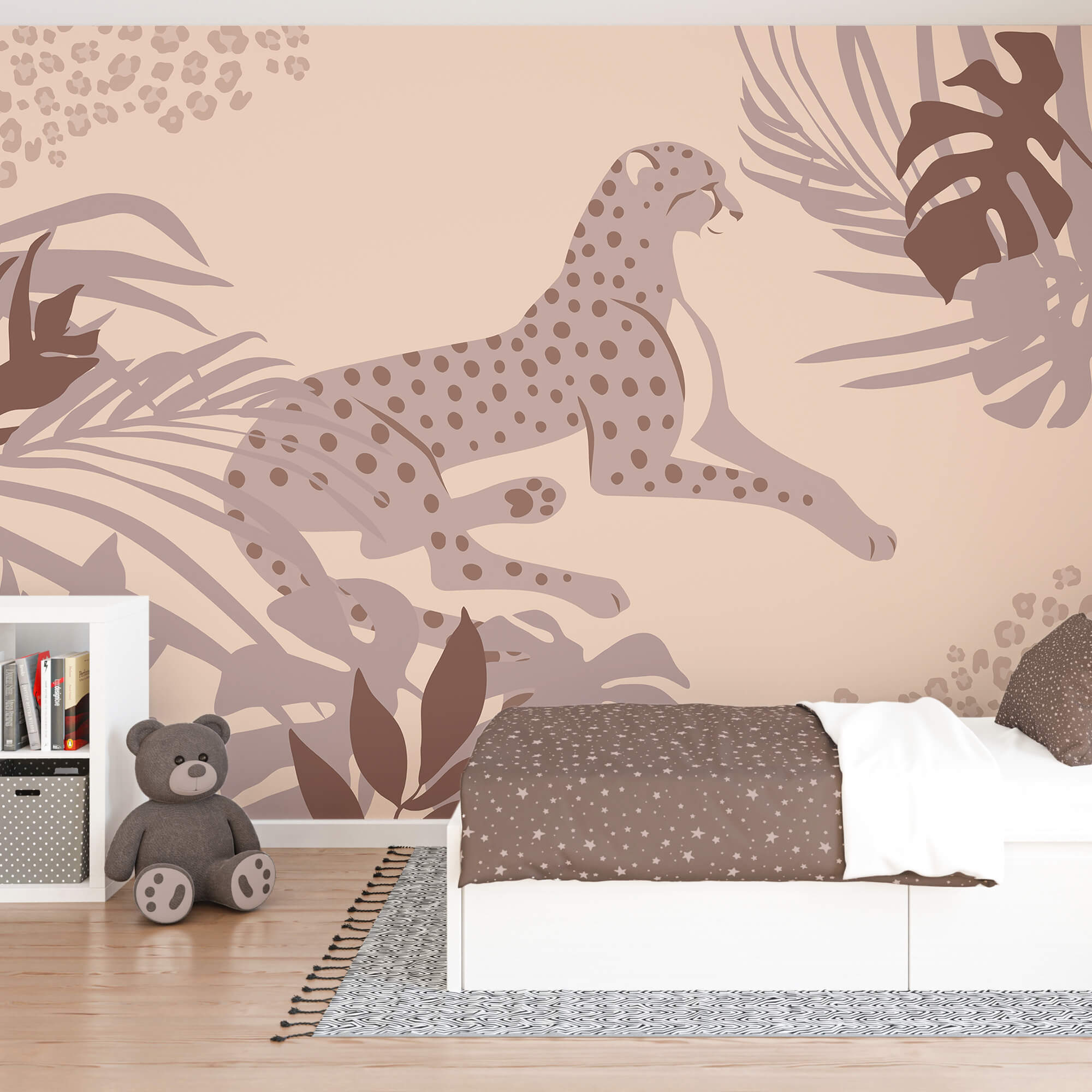 Гепард лежить з рослинами